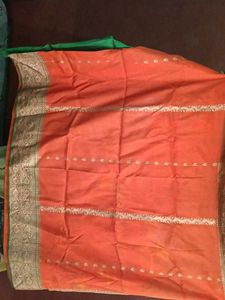 Beautiful Orange and green colour saree
