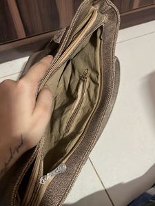 Textured Tote Bag with Gold Accent