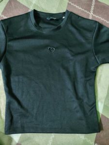 Ribbed Crop Top with Heart Detail