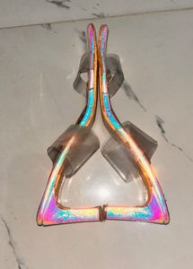 Iridescent Clear Block Heel Mules