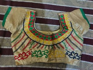 golden blouse multicolour embroidered