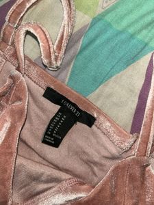 Pink Velvet Midi Dress with Slit