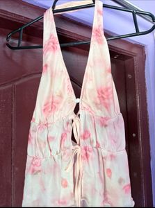 Floral Halter Neck Peplum Top