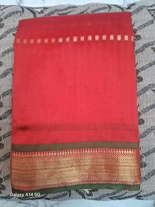 Beautiful Red Saree with Gold Border