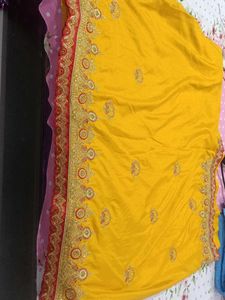 Elegant Yellow Embroidered Saree