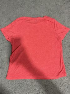 Coral Ribbed Knit T-Shirt