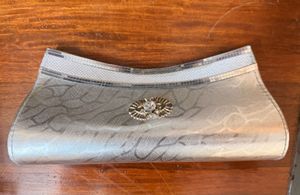 Embellished Silver Party Clutch
