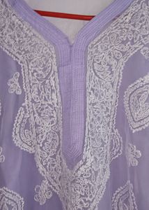 Lavender Chikankari Kurta,         Size- XXL