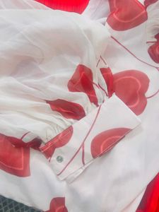 Red &amp; White Heart Print Dress