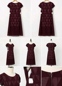 Burgundy Geometric Cut-out Midi Dress