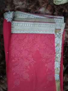 Elegant Pink Embellished Saree