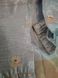 Embroidered zardozi work kurta set palazzo