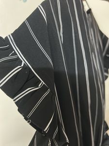 Chic Black &amp; White Striped Wrap Dress