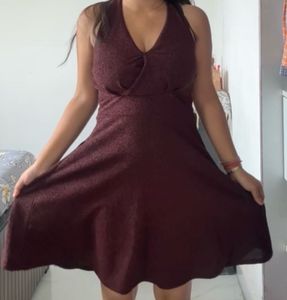 Sparkly Halter Neck A-Line Dress