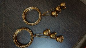 Ethnic Gold Bangles with Jhumka Tassels