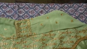 Light Green Kurta Set with Gold Embroidery