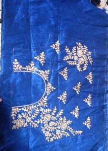 Royal Blue Embroidered Blouse Piece