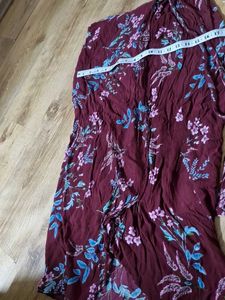 Maroon Floral Print Dress