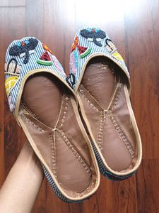 Embellished Striped Ballet Flats (Size 38)