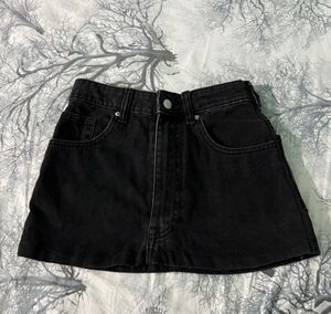 Black Denim Mini Skirt