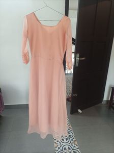 Elegant Peach Embroidered Gown