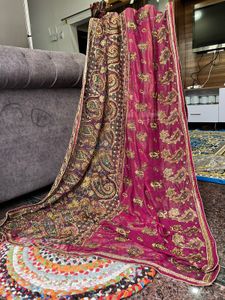 zardosi Embroidered magenta bridal saree