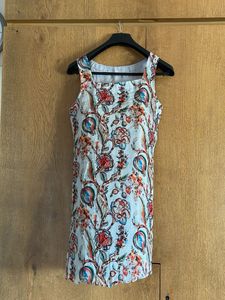 Light Blue Floral Sleeveless Mini Dress