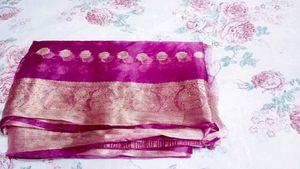 Beautiful Purple Saree with Silver Embellishments