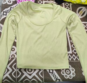 Ribbed Long Sleeve Scoop Neck Top
