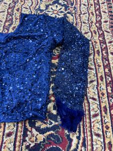 Elegant Blue Silk Saree with Embellishments