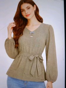 Olive Green Tie-Waist Top
