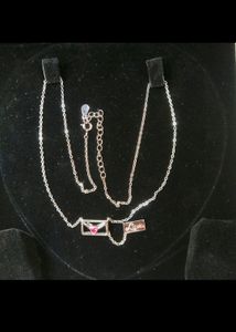 925 Silver Love Letter Ruby Necklace|