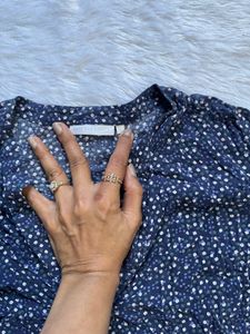 Navy Floral Print Blouse