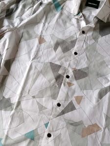 Geometric Print Button-Up Shirt