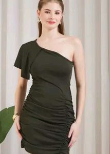 Shein One Shoulder Ruffle Sleeve Ruched Bodycon