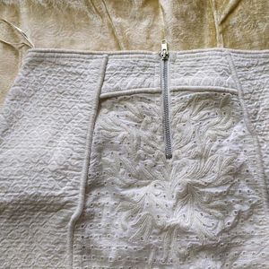 Chic White Embroidered Mini Skirt
