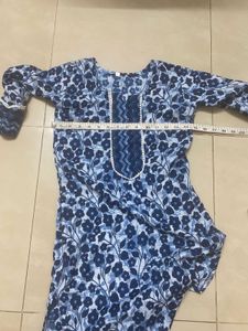 Girls Blue Floral Kurta Set (9-11) clearing