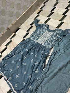 Blue Embroidered Kurta Set