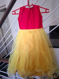 Beautiful Yellow &amp; Red Party Dress