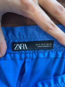 Zara Blue Elastic Waist Pants (S)