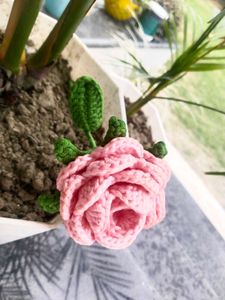 Handmade Crochet Pink Rose Flower