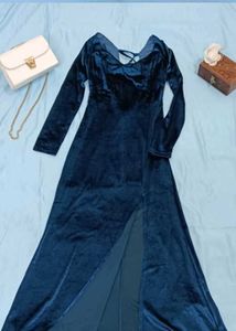 Velvet Maxi Dress with High Slit