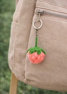 Handmade Crochet Strawberry Keychain