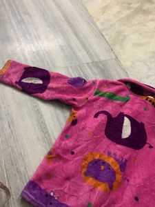 Cute Pink Cartoon Fleece Nightsuit