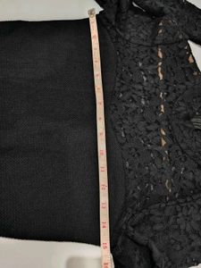 Black Lace High-Neck Fit and Flare Skater Dress