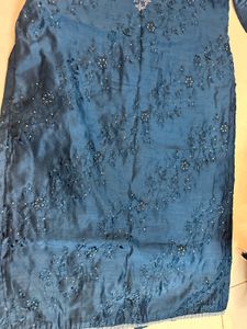 Embellished Teal Kurta with Dupatta
