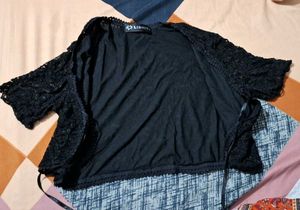 Elegant Black Lace Bolero Crop Shrug