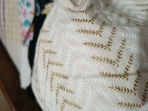 Elegant pure cotton Cream Kurta with Gold Print