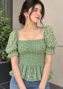 Floral Smocked Puff Sleeve Top