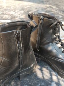 Black Lace-Up Combat Boots